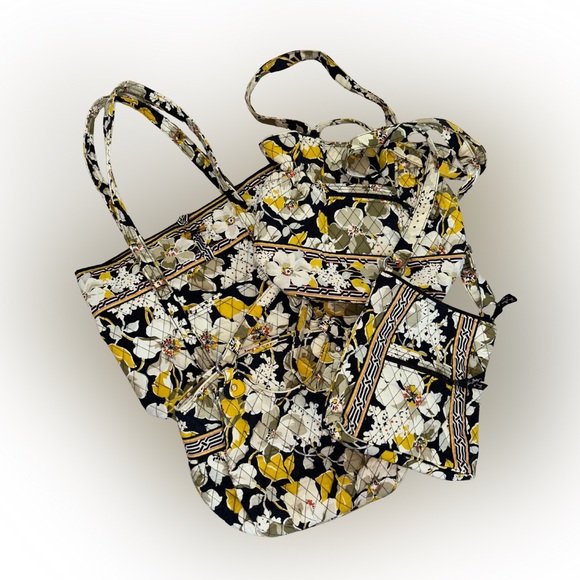 Vera Bradley Handbags - Vera Bradley 4-Piece Set Tote Shoulder Bags Crossbody Floral Yellow